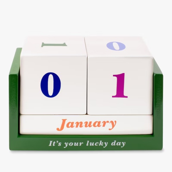 kate spade Other - NIB KATE SPADE Perpetual Calendar IT’S YOUR LUCKY DAY Wooden Blocks 6 X4”  🎁